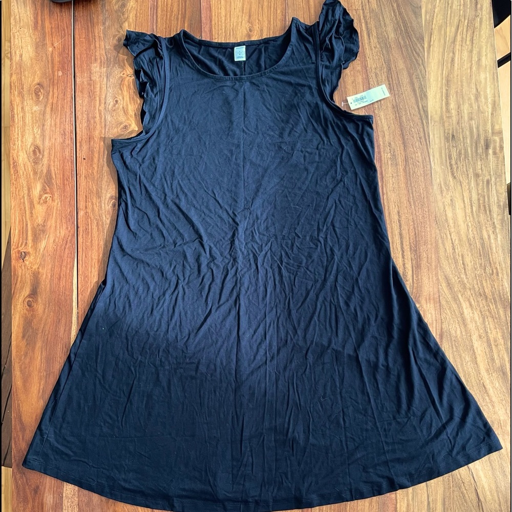 OLD NAVY Black Flare Jersey Dress with Flutter Sleeves